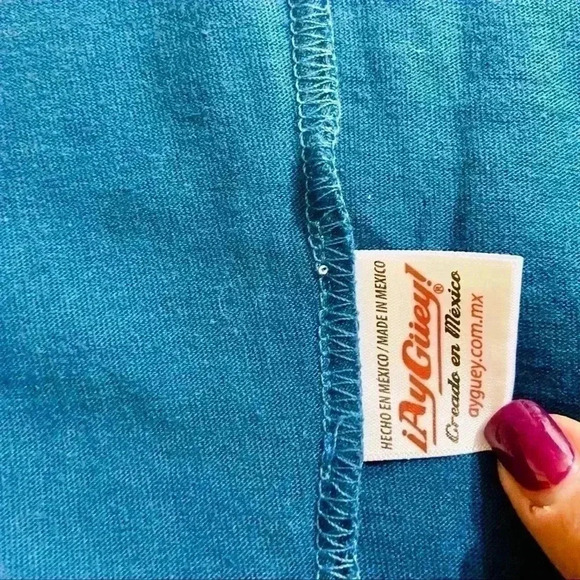 Ay Guey Blue Skull Aztec Short Sleeve Polo Shirt - Picture 13 of 13